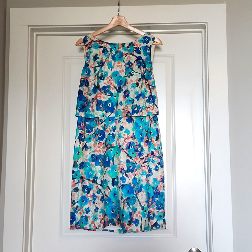 Floral print silk blend Mini Dress,  US 10